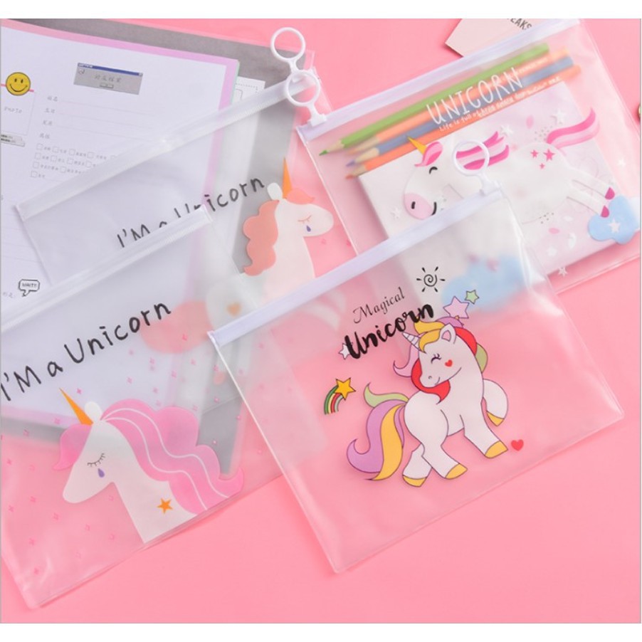 Tempat Pensil Unicorn Transparan - Tempat Penyimpanan Masker - Tempat Penyimpanan Kecil Praktis