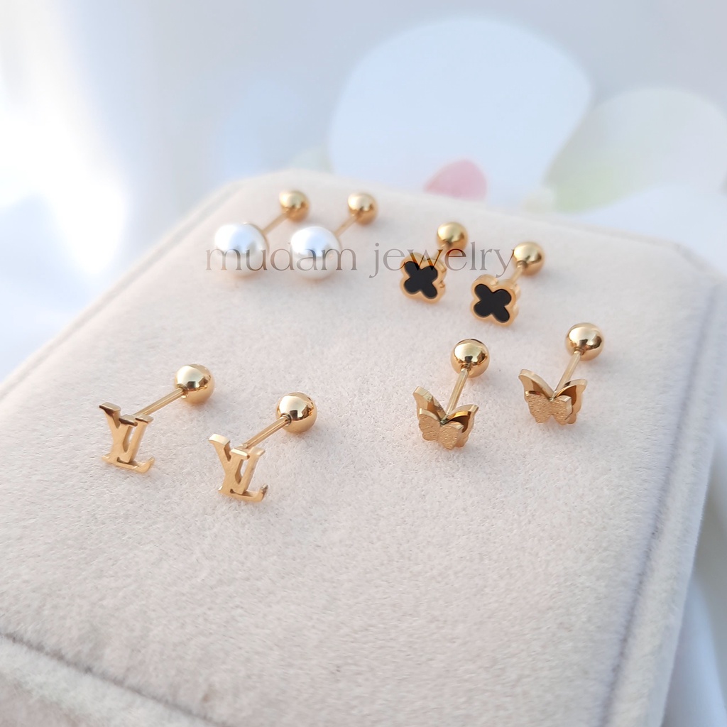 Anting Hook Macam - Macam Anting Putar Warna Gold