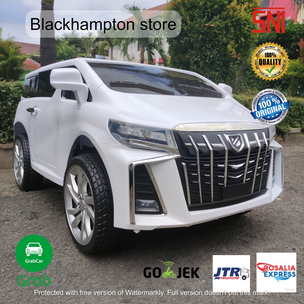 Mobil Aki Mainan Anak Murah ALPHARD Pintu Geser Ban Karet Jok Kulit