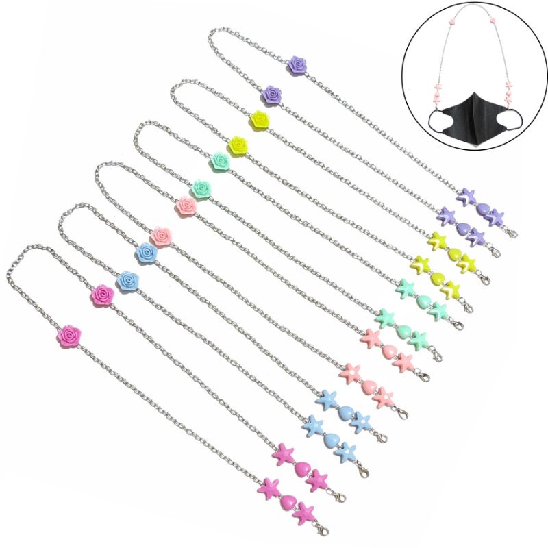 2in1 Strap Mask + Konektor Masker Hijab Eliza Star Love Rose Charm Kalung Masker Multifungsi
