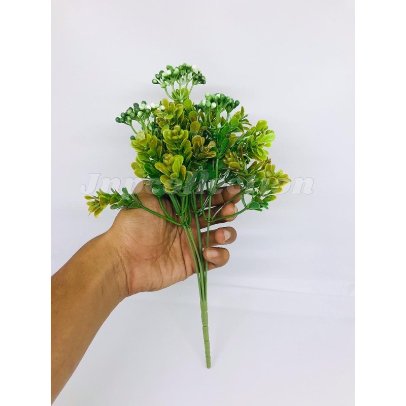 Tangkai Daun Berry Mini Plastik Artificial Warna PUTIH/Daun Palsu/Rumput Palsu