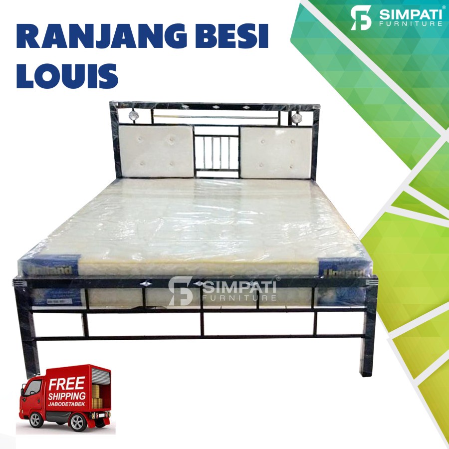 Ranjang Besi Louis + Springbed Uniland Garansi 10 Tahun Uk. 90x200