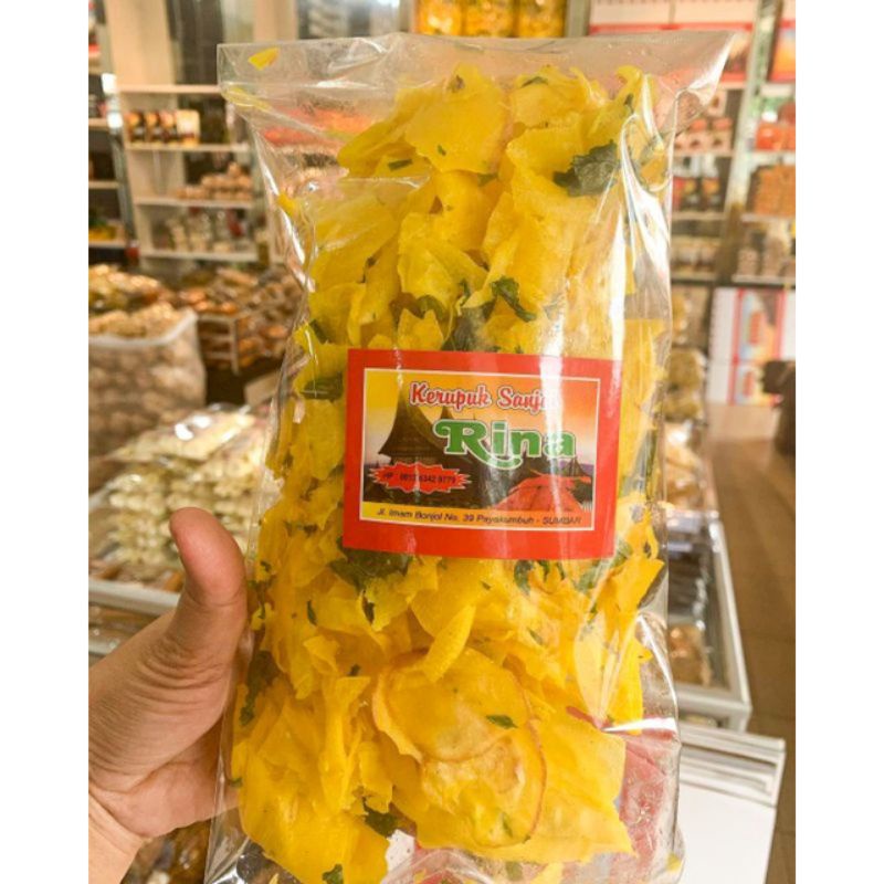 

Keripik sanjai kuning kerupuk singkong ketela keriting gurih kunyit khas Minang sumbar Padang 250 gram