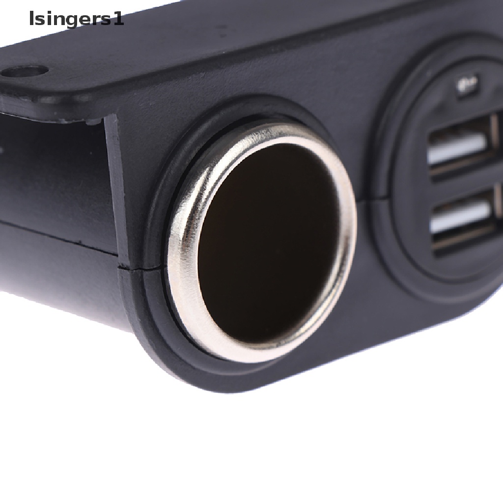 (lsingers1) Power Outlet 12V / 24V Dengan 2 Port Charger USB Untuk Aksesoris Mobil