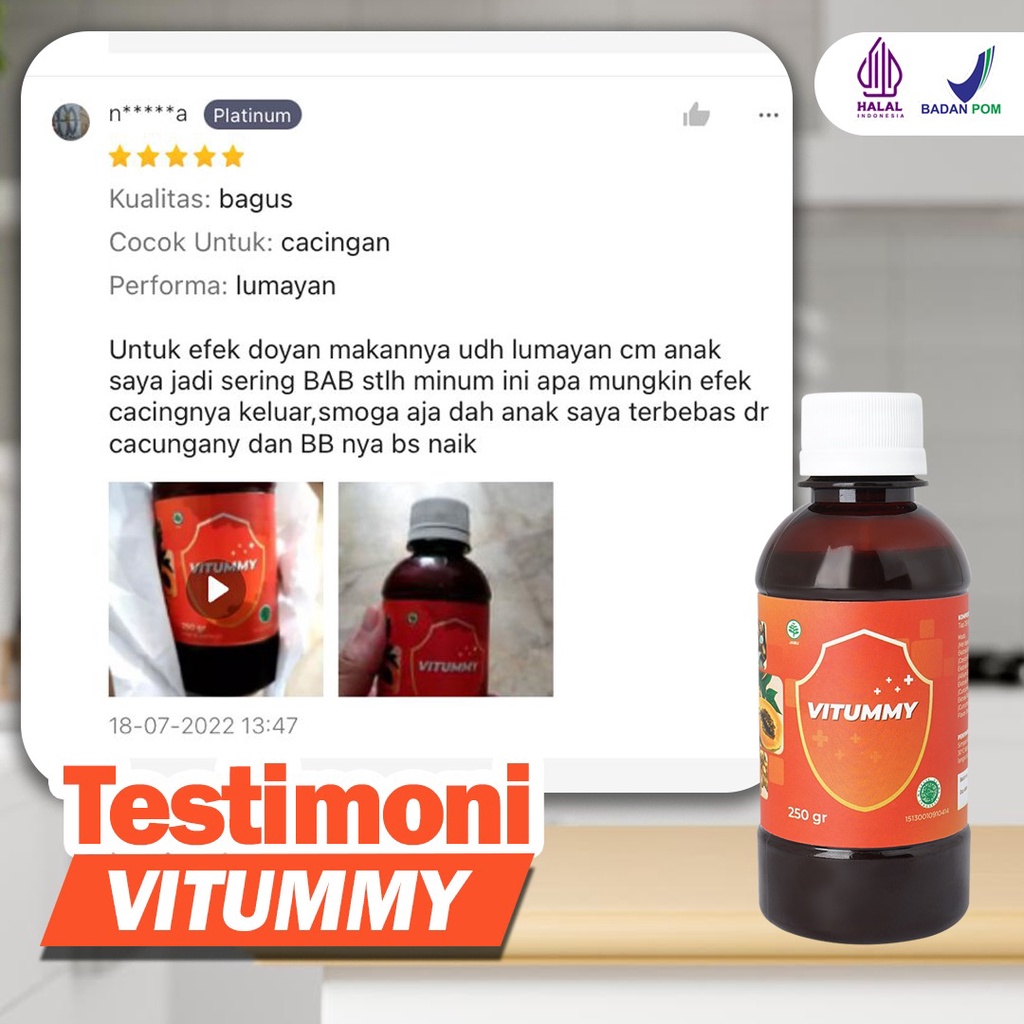 Vitummy -  Vitumi Madu Herbal Basmi Cacingan Anak & Dewasa Tingkatkan Nafsu Makan Atasi Perut Buncit Anak Menambah Berat Badan Melancarkan Pencernaan-8
