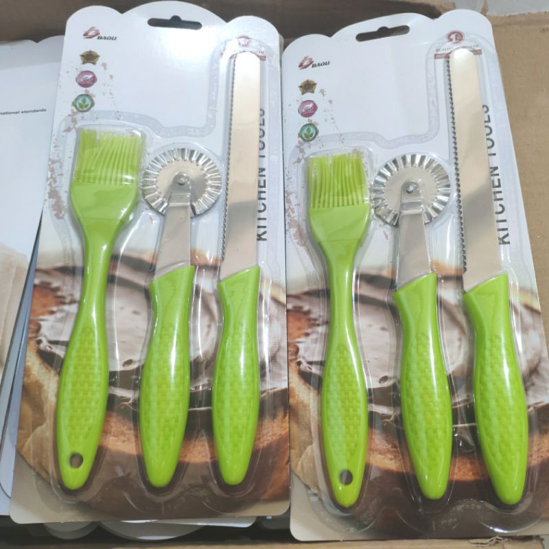Pisau Roti Kuas Silikon Pisau Pizza Gerigi Set