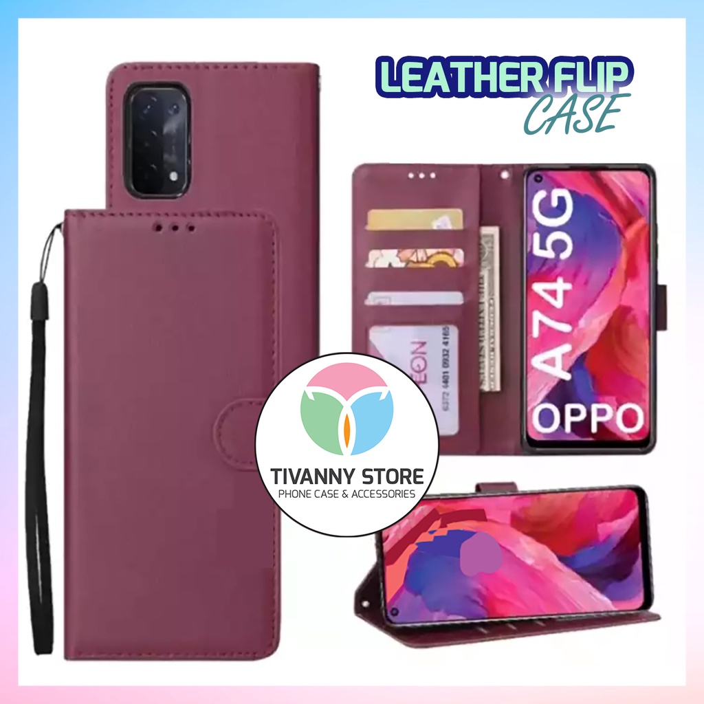 OPPO A74 (5G) LEATHER FLIP COVER CASE DOMPET