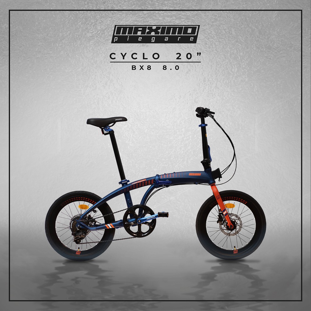 Sepeda lipat MAXIMO Piegare 20 Inch Cyclo BX8 8.0 Navy Blue-Orange