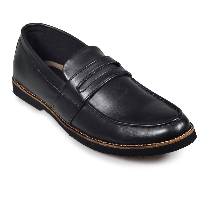 Harper Black | Sepatu Hitam Tanpa Tali Loafers Pria Casual Kerja Formal Kantor Laki | FORIND x Giant