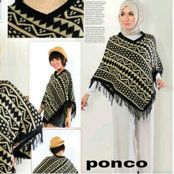 ponco wanita rajut motif hitam [ponco RO]
