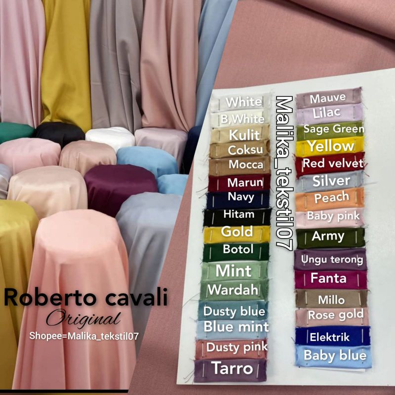 ROBERTO CAVALI ORIGINAL, saten roberto termurah, kain roberto cavali bahan gamis