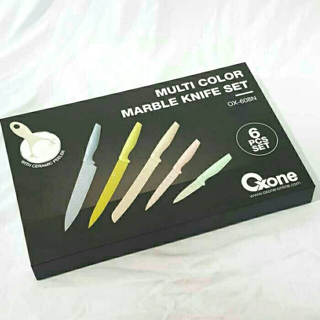 Pisau Dapur Set 6pcs Ox608N Oxone Marble Coating Knife Stainless Peeling OX 608N