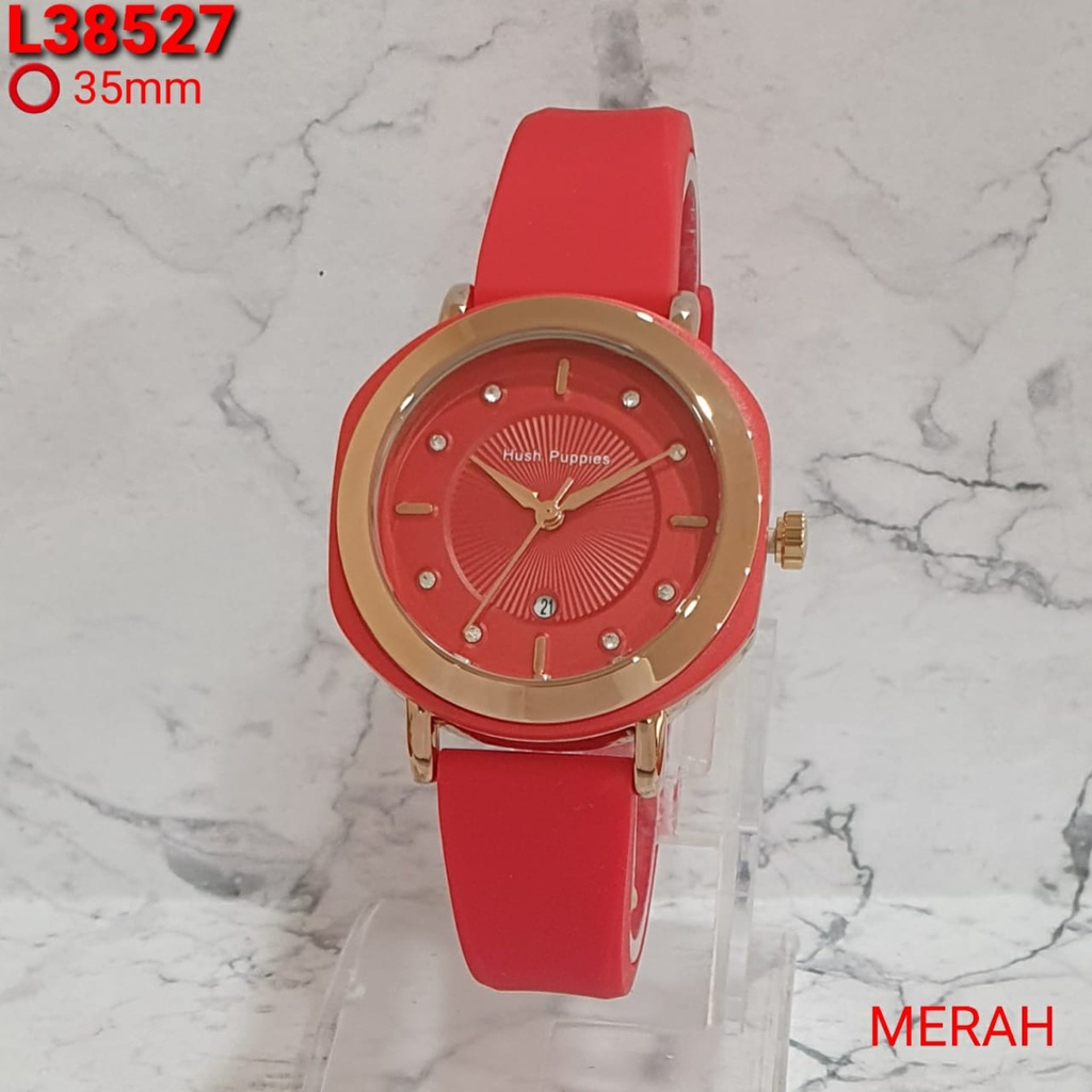 JAM TANGAN WANITA HUSH PUPPIES 38527 FREE BOX TALI RUBBER TERMURAH TERBARU