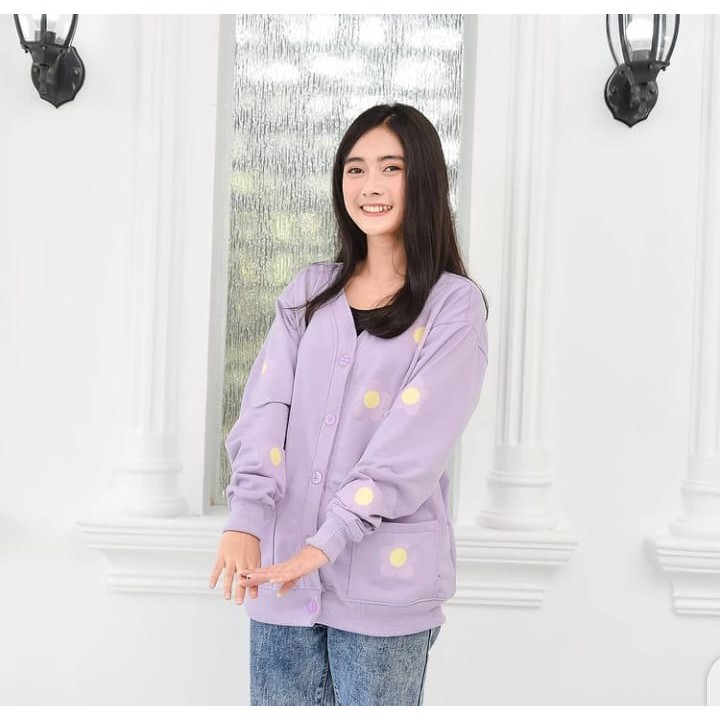 Sweater Wanita Grosir - Purple Flower Outher