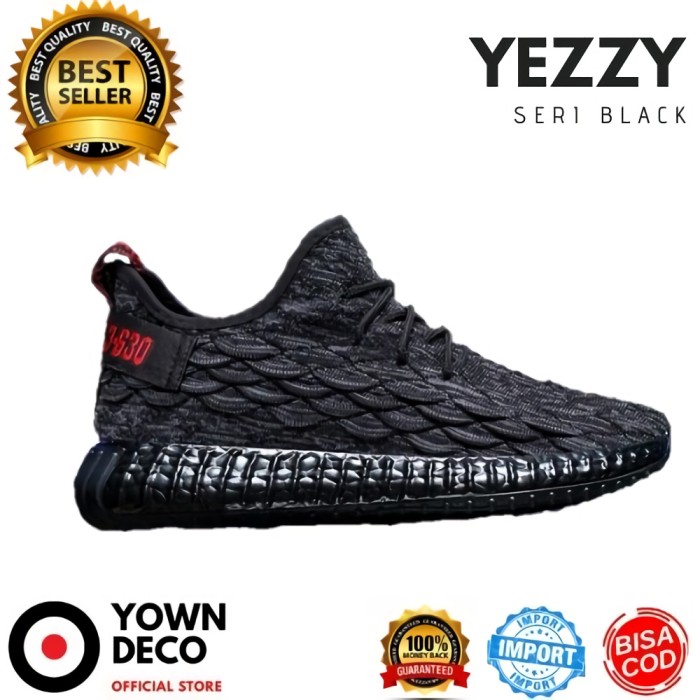 Sepatu Yeezy Import (UNISEX) - Hitam, 43