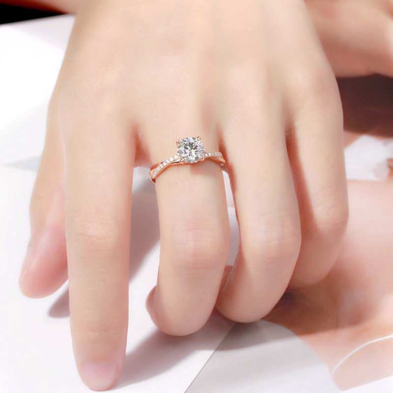 MAWAR Cincin Kristal Berlian 3 Warna Bahan Titanium 925 / Emas / Rose Gold Untuk Wanita