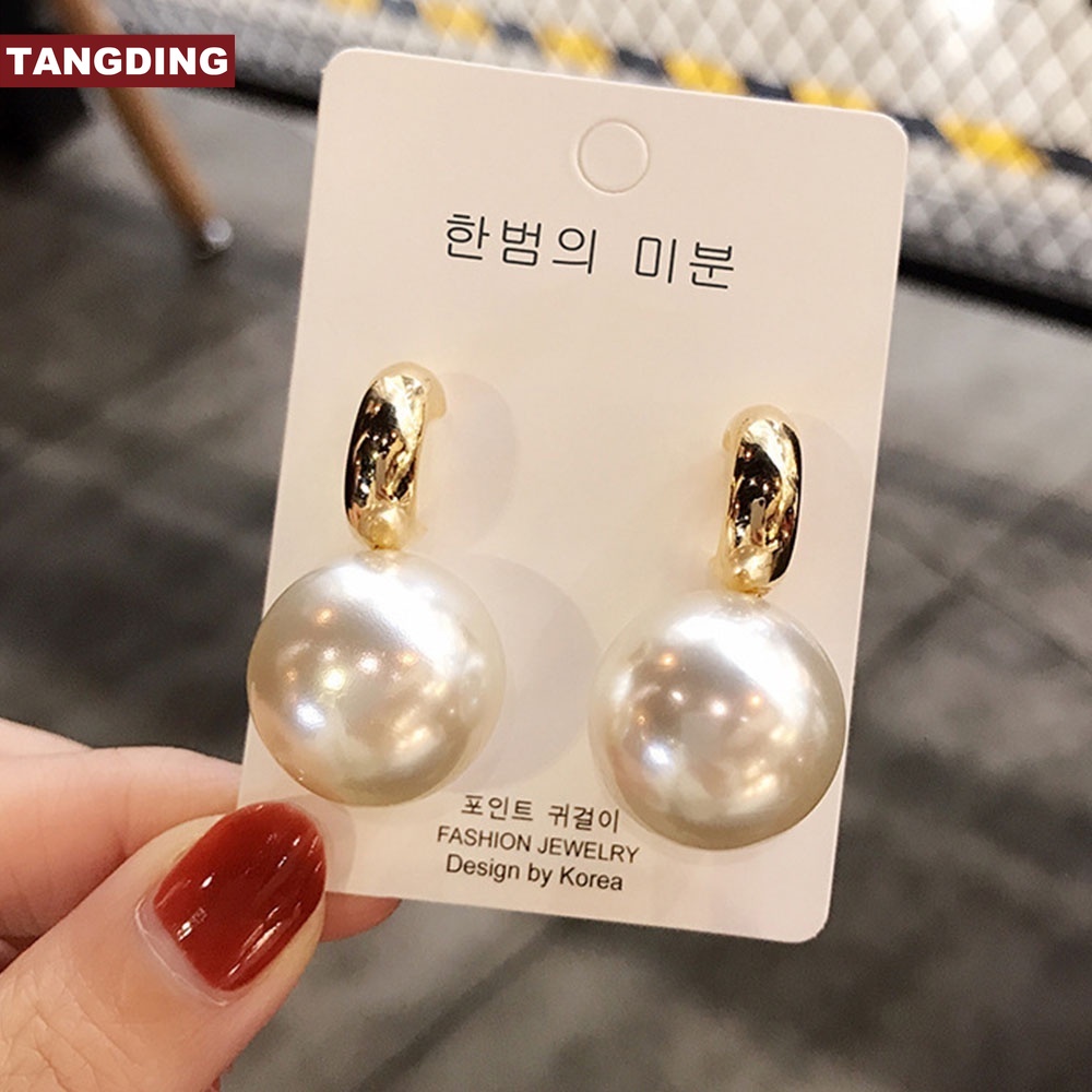 【COD Tangding】Simple Pearl Earrings Female Korean Internet Personality Earstuds Fashion Accessories