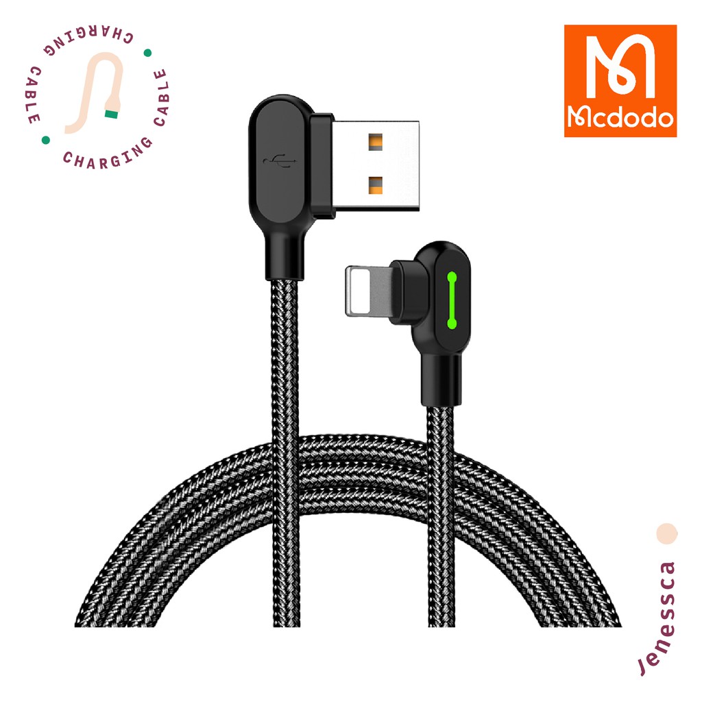 Kabel Charger iPhone McDodo Lightning Cable Elbow 2A 3m Fast Charging