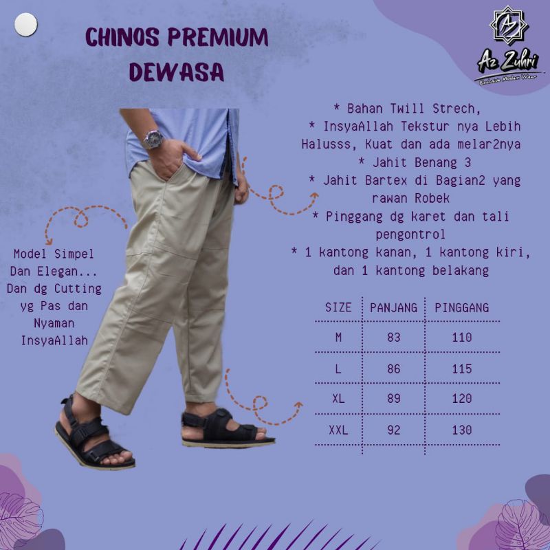 sirwal celana pria chinos premium dewasa/Sirwal Az Zuhri