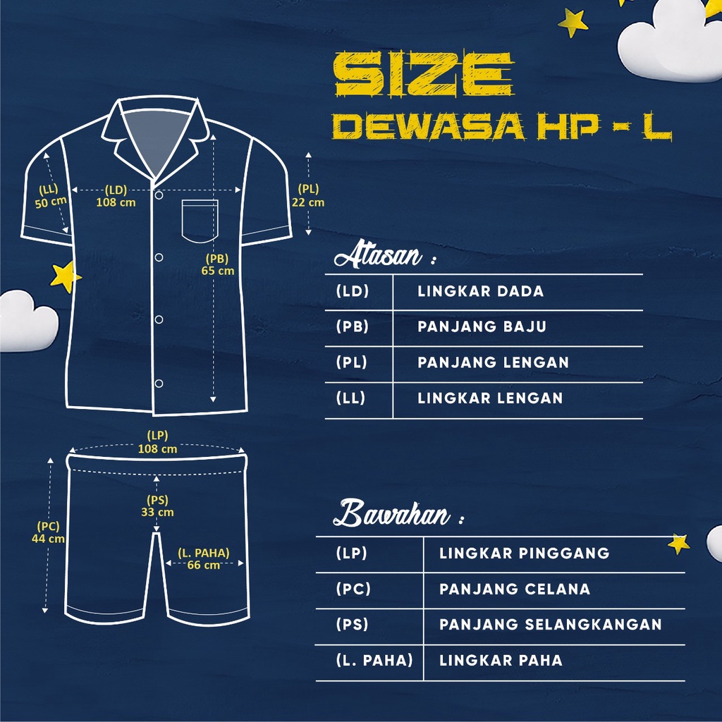 Monalisa Piyama Dewasa Wanita HP L ( All Size ) Motif Karakter