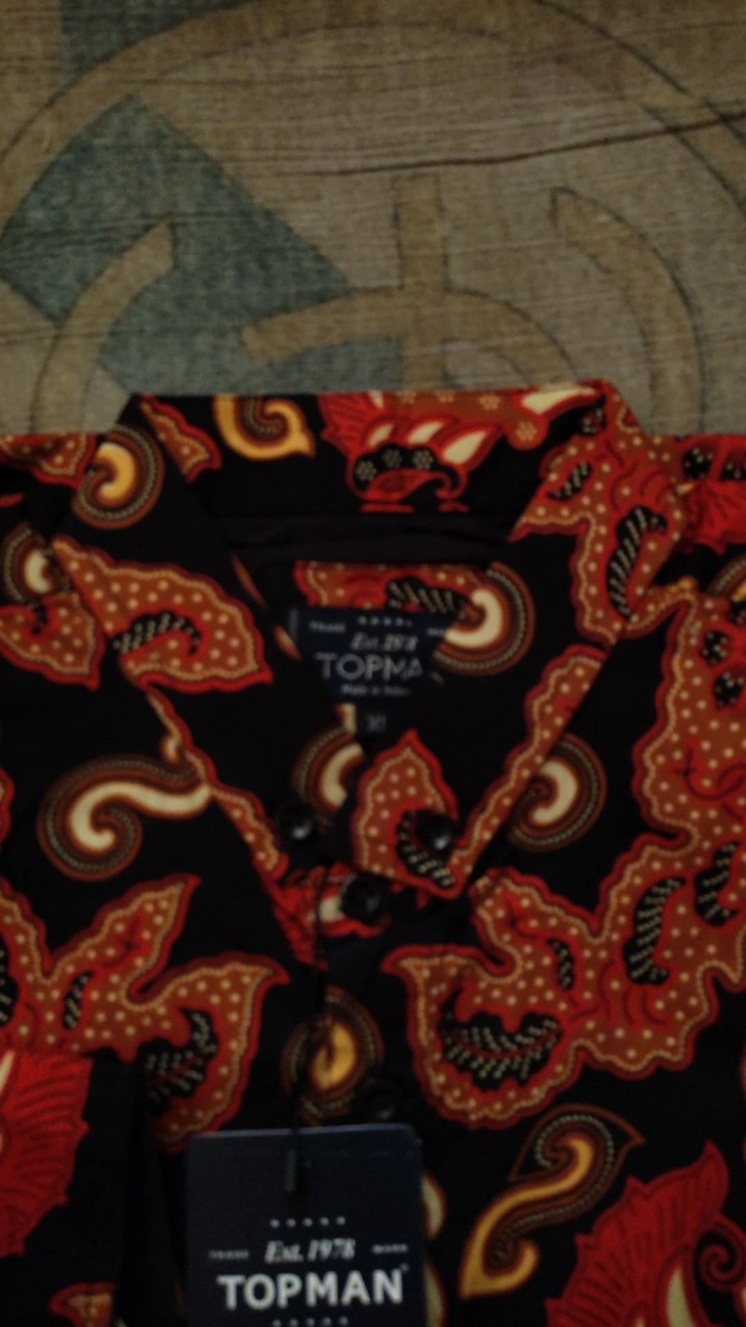 Freypv 7785 Slimfit Long Batik Black Floral Gold  M-xl Kemeja Batik