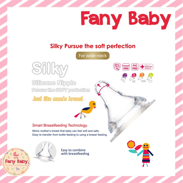 FARLIN SILKY SILICONE NIPPLE WIDE NECK 1PCS