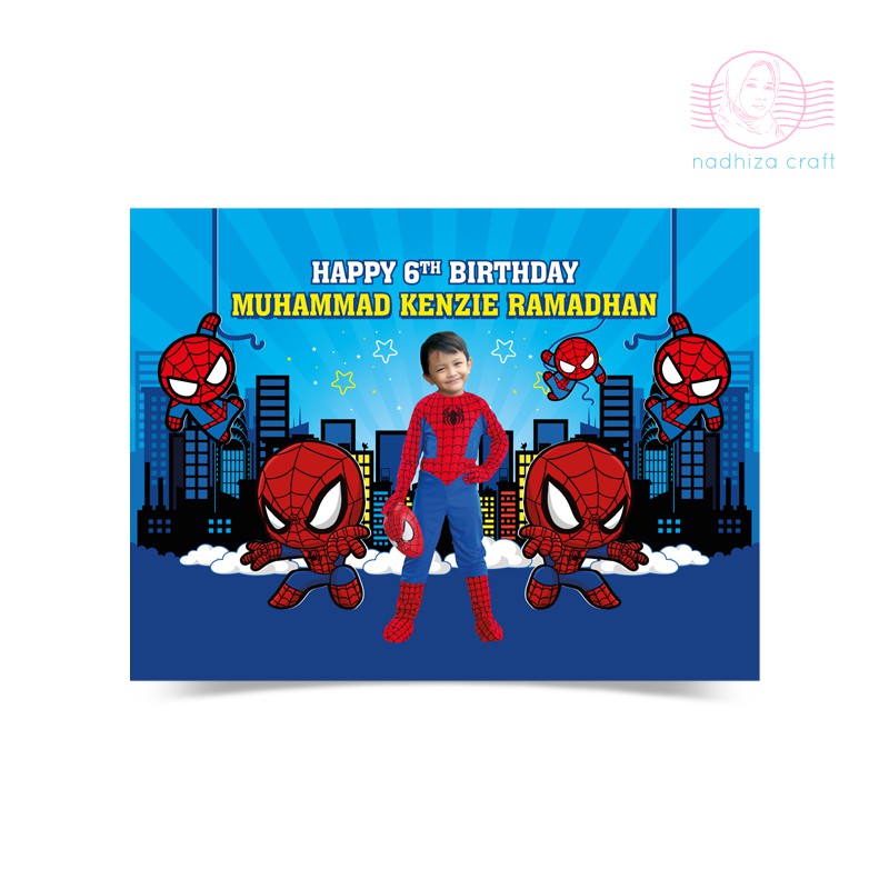 SPIDERMAN SUPERHERO BACKDROP BANNER ULANG TAHUN