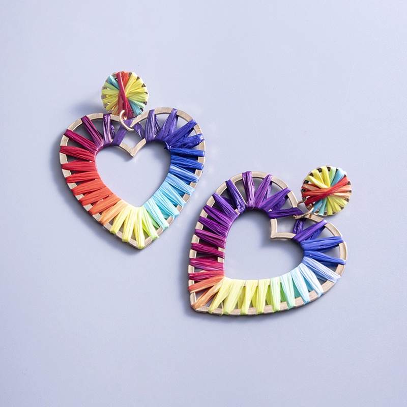 Anting Kait Gantung Wanita Desain Hati Besar Gaya Bohemian Handmade Untuk Musim Panas