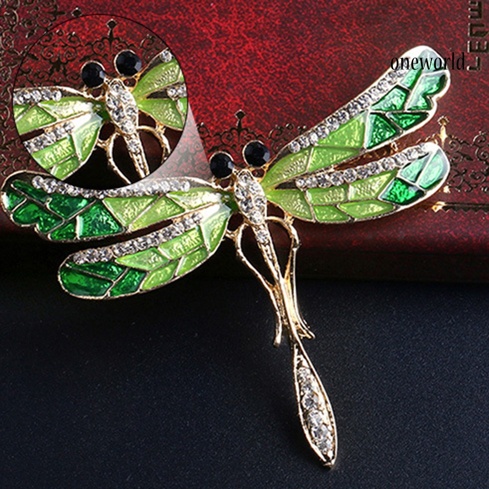 OW@ Fashion Women Dragonfly Shiny Rhinestone Brooch Pin Jewelry Scarf Accessory