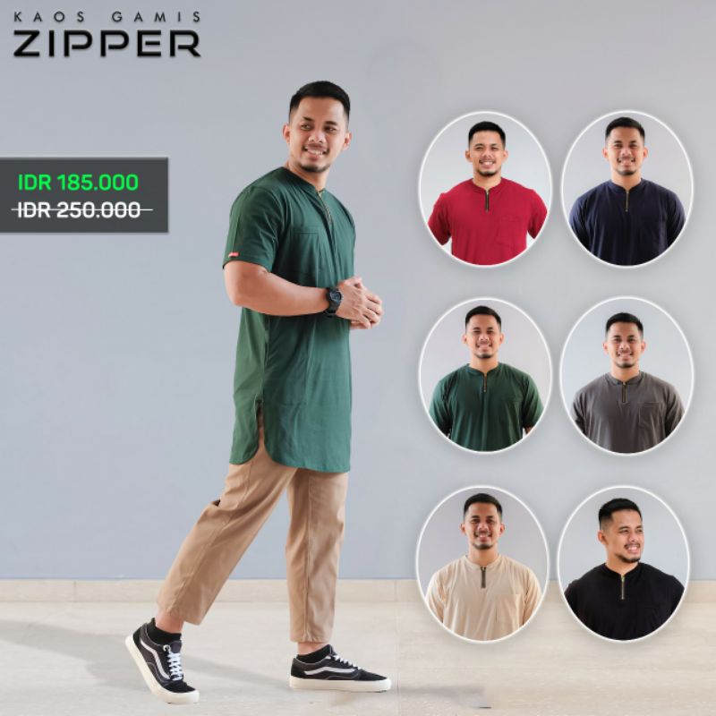 Kaos Gamis Zipper Ahad Pria Original