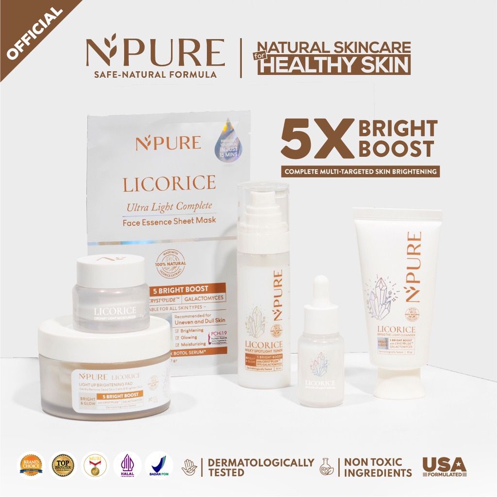 BPOM Npure Licorice Milky Spotlight Toner Light Up Brightening Pad Creamy Bring The Light Moisturizer Cleanser Potion Of Light Serum Face Essence Sheet Mask