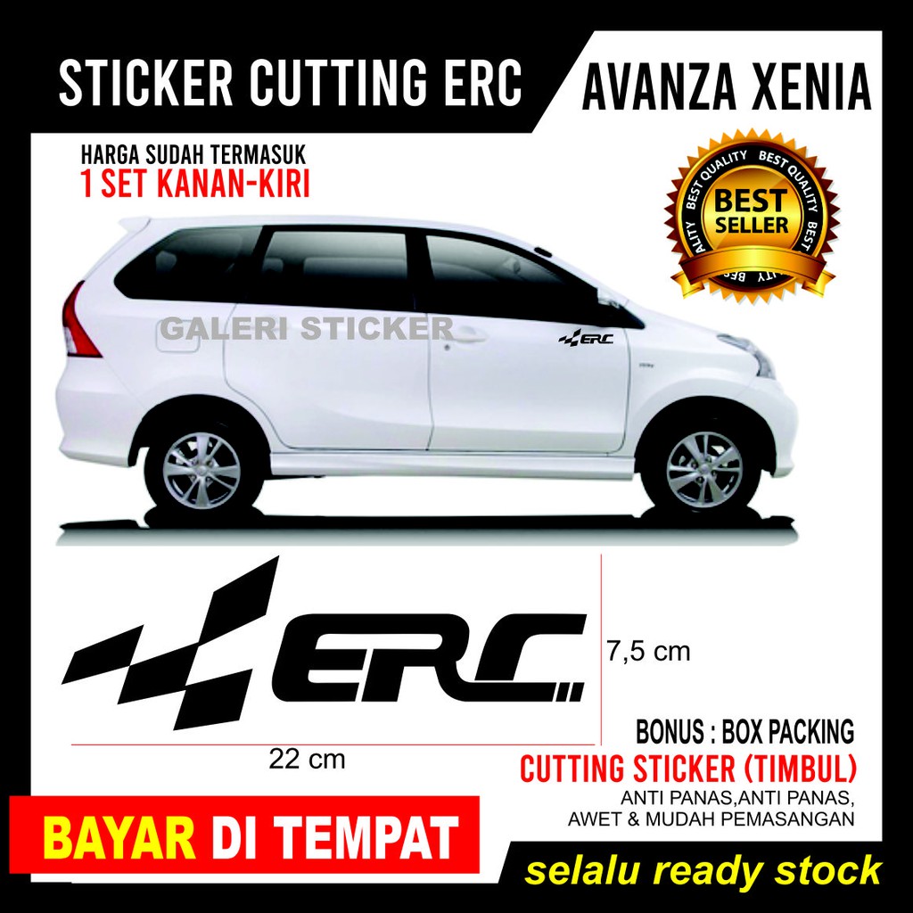 Sticker Cutting ERC Warna Hitam Mobil Avanza Xenia Innova Sygra Datsun Go Rush Terios 1 Sisi Shopee Indonesia