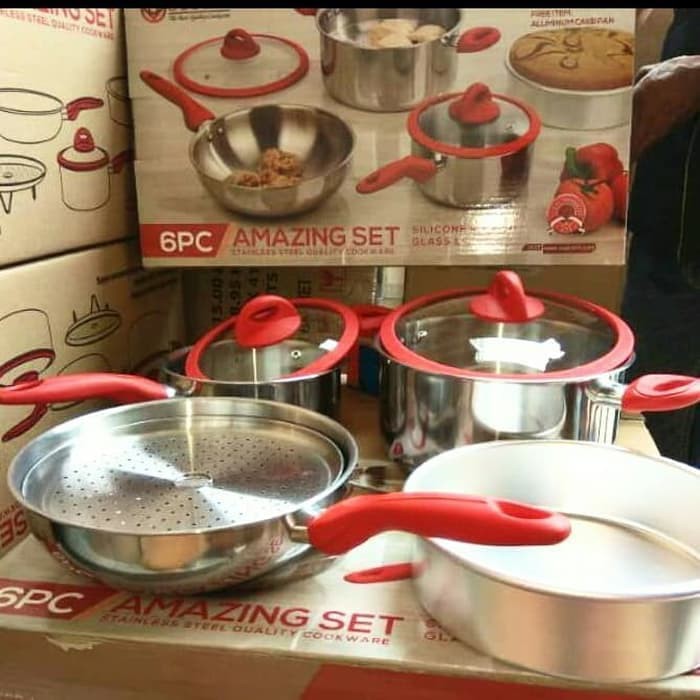 Panci Set Supra AMAZING SET 6 Pcs Panci Stainless Steel Supra Set