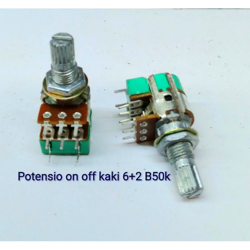 Potensio ON-OFF Kaki 6+2 B50K