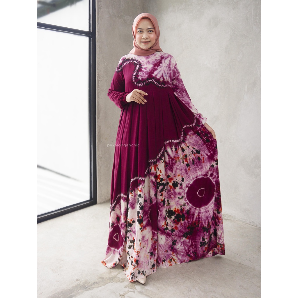 [BISA COD] GAMIS TIE DYE KEKINIAN / GAMIS KATUN RAYON / GAMIS TWILL ORI / GAMIS BUSUI-Equal Merah