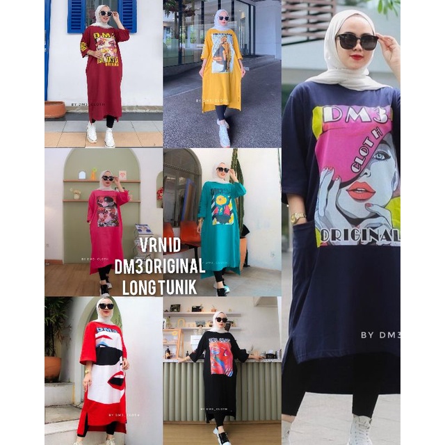 VRN ID- LONG TUNIK KAOS DM3 LENGAN PANJANG /DM3 ORIGIN 100%/TUNIK DM3 /TUNIK KAOS/TUNIK WANITA