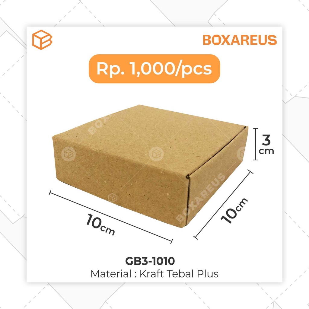 Gift Box Kotak Packing Packaging Souvenir Bahan Brown 10x10x3cm | GB3