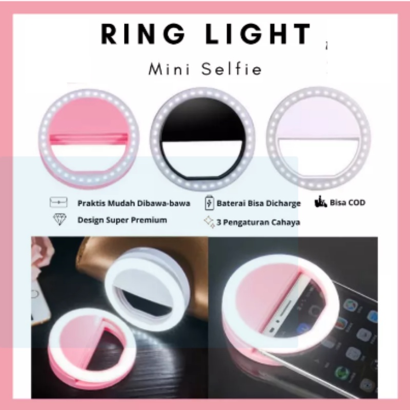 Jual Ring Light Selfie Led Ringlight Lampu Selfie Mini Bulat Untuk