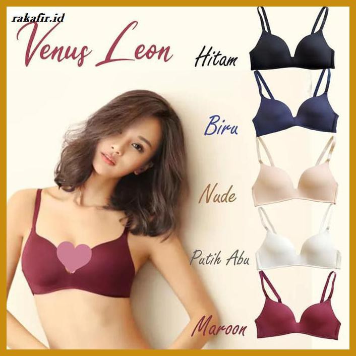 Bra-Bh- Venus Leon Sexy Travel Wireless Bra Bh Pushup Tanpa Kawat 32 34 36 38 - Hitam, 32