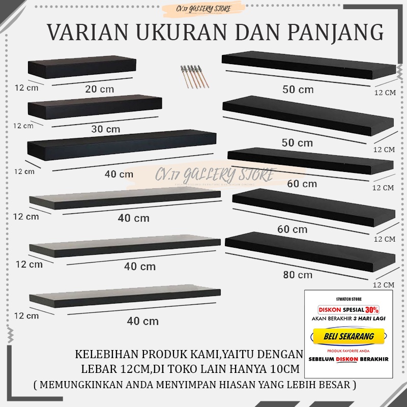 Papan Rak Tak Hiasan Ambalan Hambalan Tempat penyimpanan Buku Bunga make up Makeup Kosmetik Bumbu Dapur Dekorasi Dinding Dingding Tempel Tembok Ruang Tamu Kamar Tidur Cowok Cewek Kayu Jati Belanda Susun Serbaguna Minimalis Putih Tanpa Bor Murah Mewah 12Cm