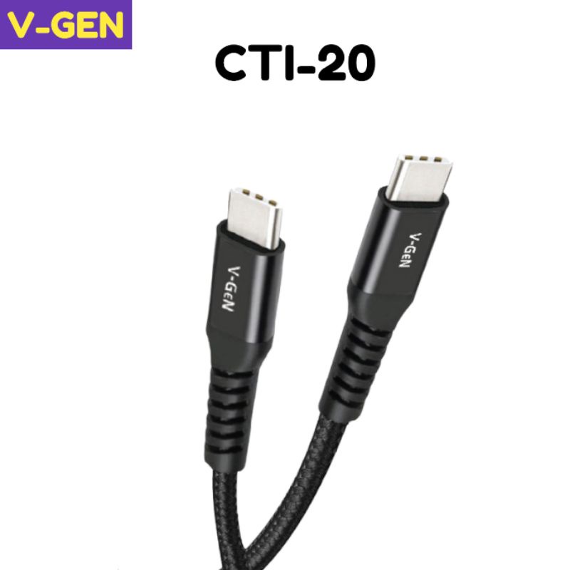 Kabel Data Type-C To Type-C Super Speed V-GEN CTI-20 Original Vgen Ct1 20 Garansi Resmi