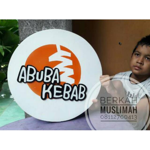 Outdoor 1 sisi D40/Papan Nama Kayu Mahoni toko butik kafe tempat usqha/plang abuba kebab