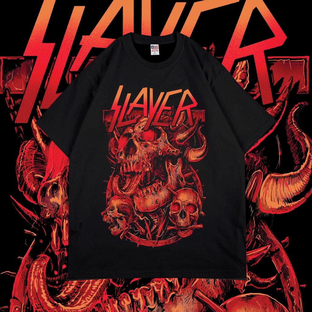 SLAYER SKULL RED VINTAGE BOOTLEG - PREMIUM KAOS BAND