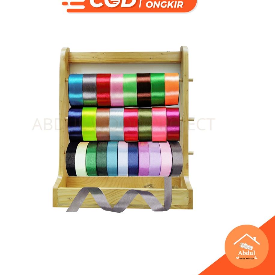 [KODE PRNEK] RAK PITA SATIN ROLL GANTUNG SERBAGUNA RAK DINDING JATI BELANDA ASLI TEMPAT PITA DAN ALA