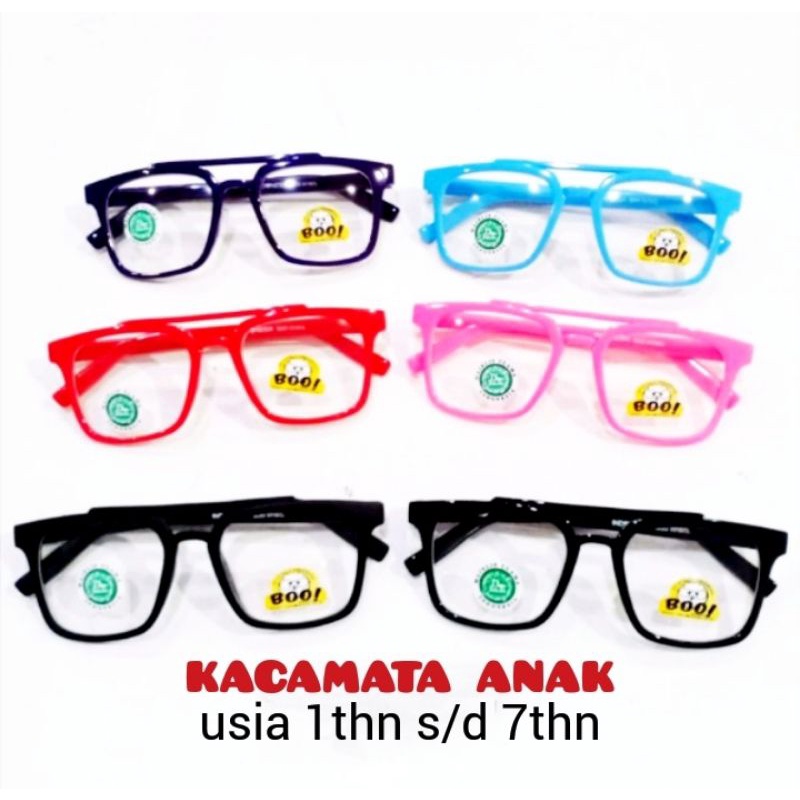 "BOO3015CL" Kacamata Anak Laki Laki Perempuan Cowok Cewek Model Kotak Lensa Bening Frame Warna Ungu 