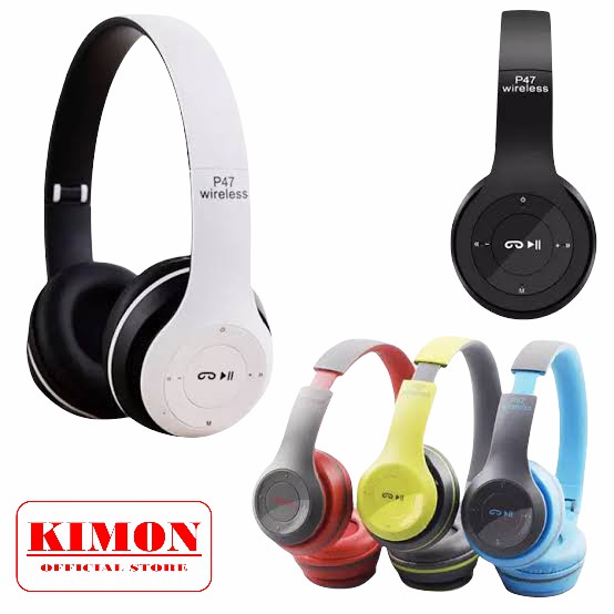 HEADSET BLUETOOTH P47 HEADPHONE WIRELESS STEREO BASS KUALITAS BAGUS