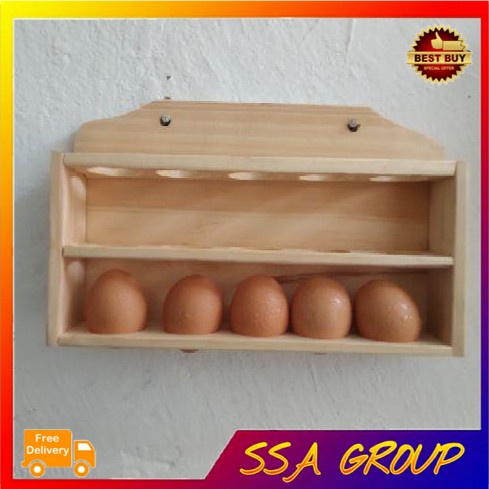 Tempat telur wadah telur kayu/ rak gantung/ rak bumbu/ rak telur murah praktis efektif