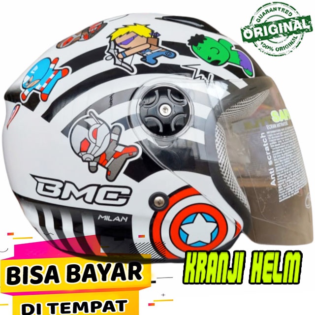Helm / Helm half face / Helm bmc milan captain america white termurah
