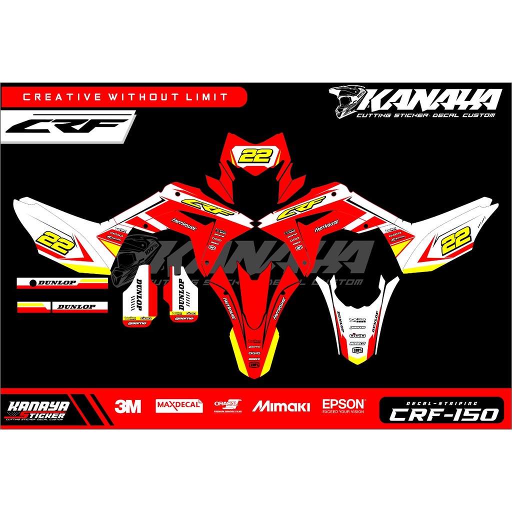 DECAL KLX  / DECAL CRF / SUPERMOTO / GORDON KOMBINASI BAHAN ORANGE STABILLO KODE KANAYA-040