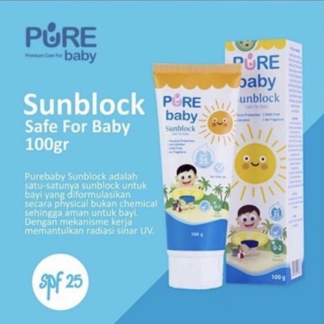 Pure Baby Sunblock Sun Blok Sunscreen SPF25 100gr - Krim Pelindung Sinar UV Matahari